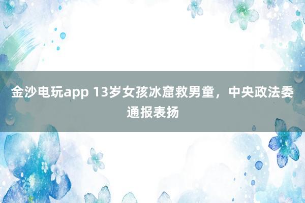 金沙電玩app 13歲女孩冰窟救男童,中央政法委通報(bào)表?yè)P(yáng)