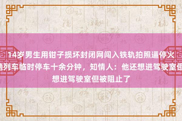 14歲男生用鉗子損壞封閉網闖入鐵軌拍照逼?；疖?，致3趟列車臨時停車十余分鐘，知情人：他還想進駕駛室但被阻止了