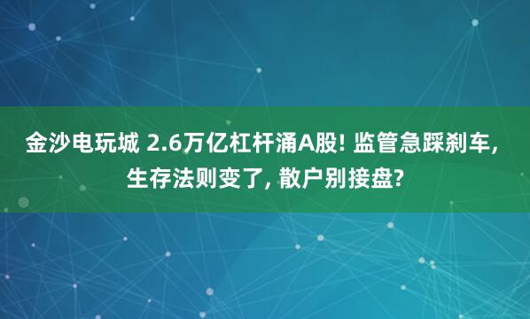 金沙電玩城 2.6萬億杠桿涌A股! 監(jiān)管急踩剎車， 生存法則變了， 散戶別接盤?