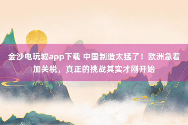 金沙電玩城app下載 中國(guó)制造太猛了!歐洲急著加關(guān)稅,真正的挑戰(zhàn)其實(shí)才剛開始