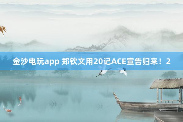 金沙電玩app 鄭欽文用20記ACE宣告歸來！2