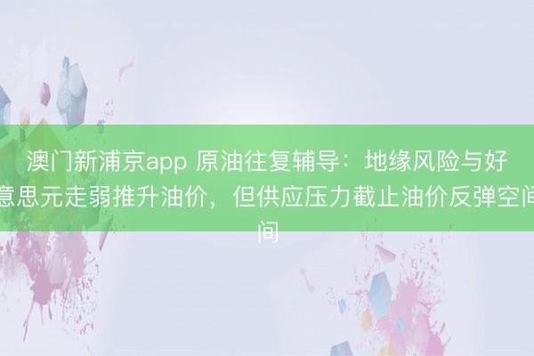澳門新浦京app 原油往復(fù)輔導(dǎo)：地緣風(fēng)險(xiǎn)與好意思元走弱推升油價(jià)，但供應(yīng)壓力截止油價(jià)反彈空間